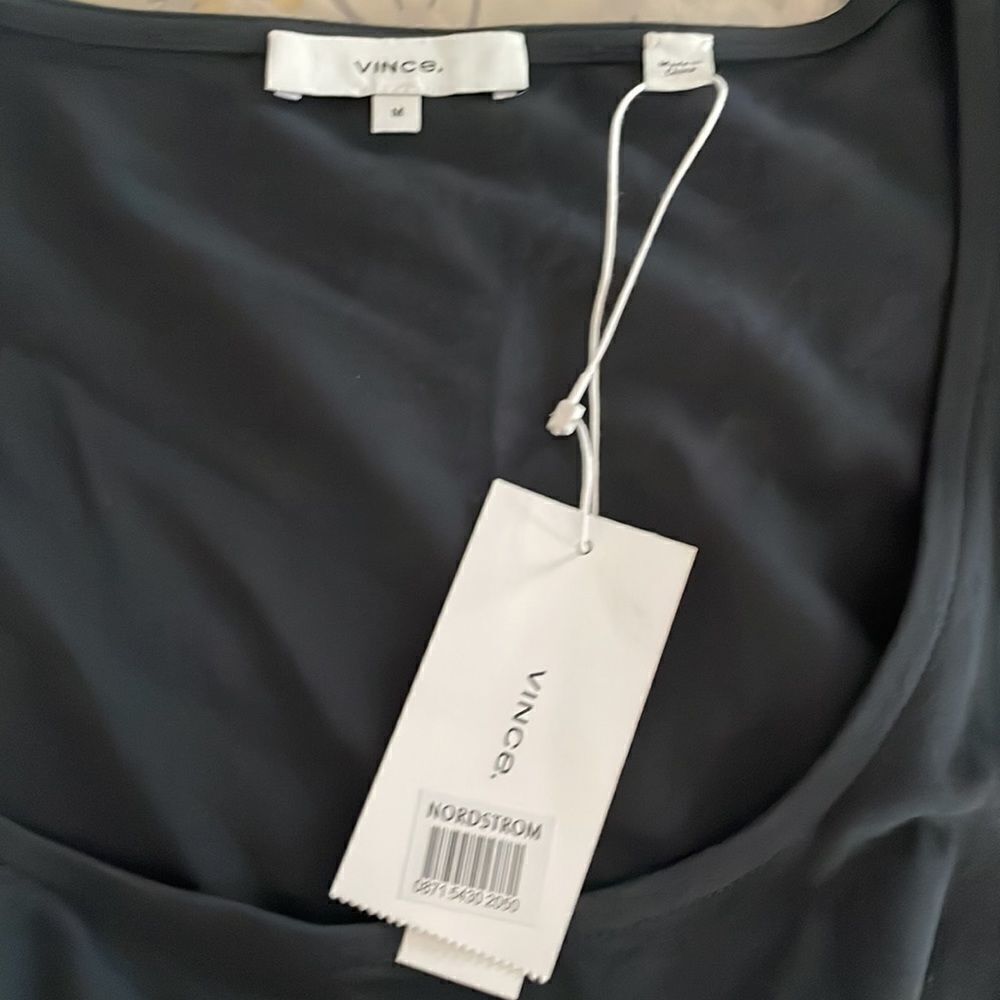 NWT Vince Square Neck Cotton Knit Dress Medium in Black - Picture 10 of 10